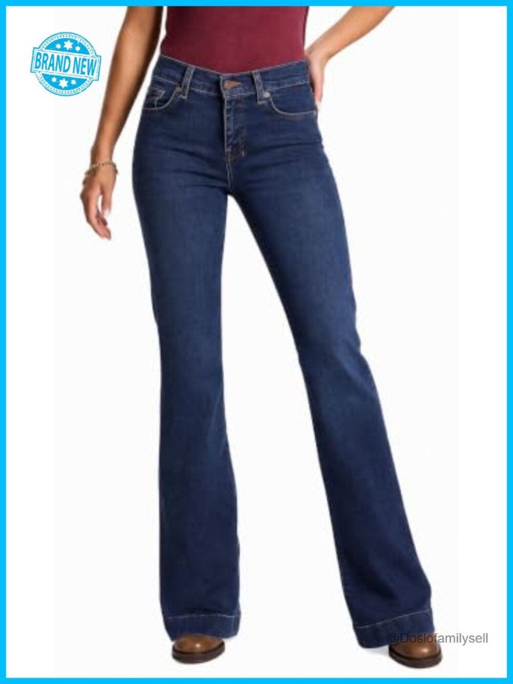 Women's Stretchy Flare Bootcut Denim Jeans Mid Rise Wide Leg Y2K